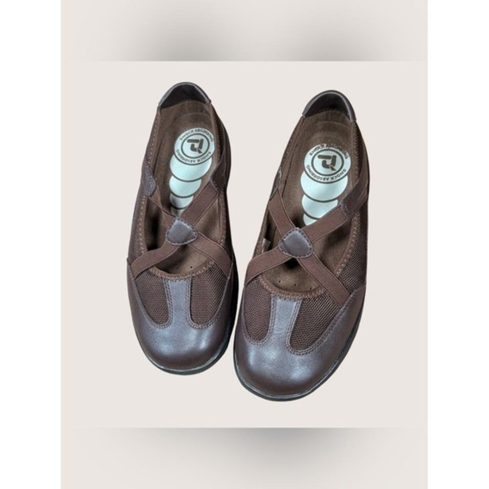 Propét W1034 Brown Leather Mesh Mary Jane Walking Comfort Shoes Women's 8.5 Wide
